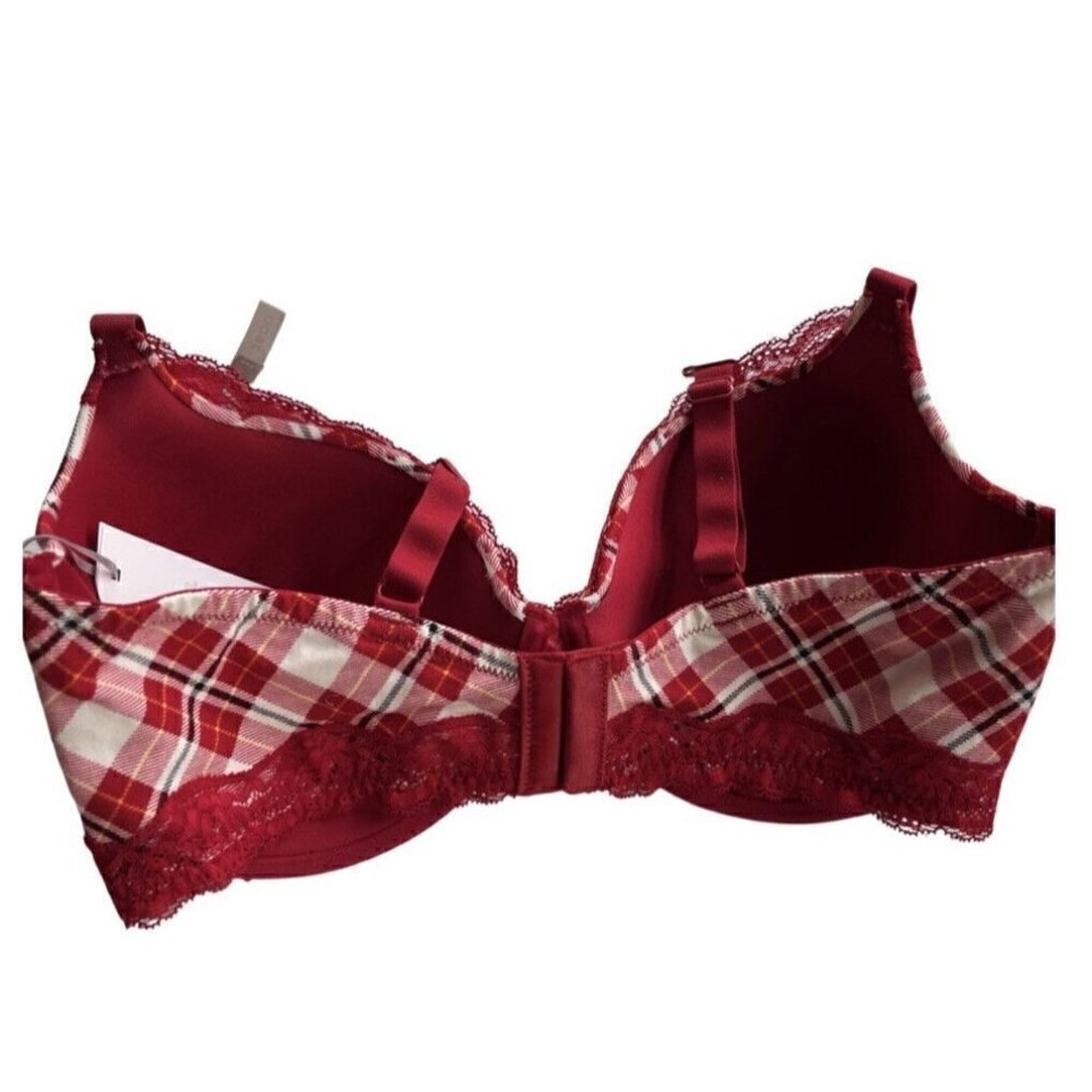 Ambrielle Organic Cotton Demi Classic Racerback Red Plaid Bra Size 38DD - Picture 11 of 11